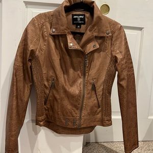 NWOT Versona Brown JouJou Vegan Leather Moto Jacket